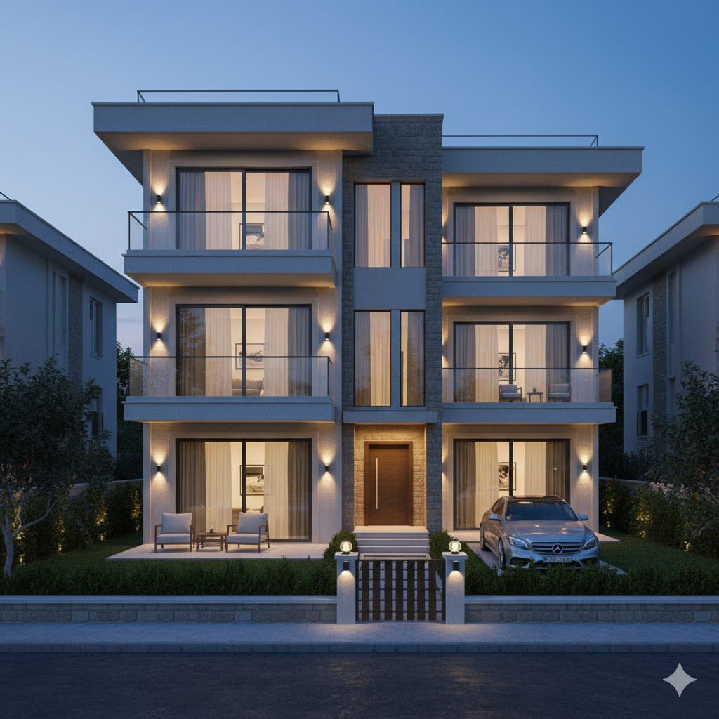 Tripleks Villa Nedir? İzmir'de modern ve lüks üç katlı bir yaşam alanı örneği.
